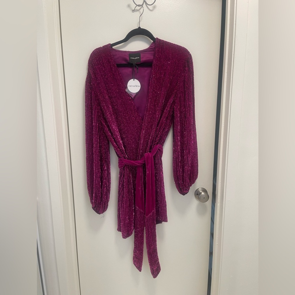 NWT Retrofete Gabrielle Sequin Robe Mini Dress